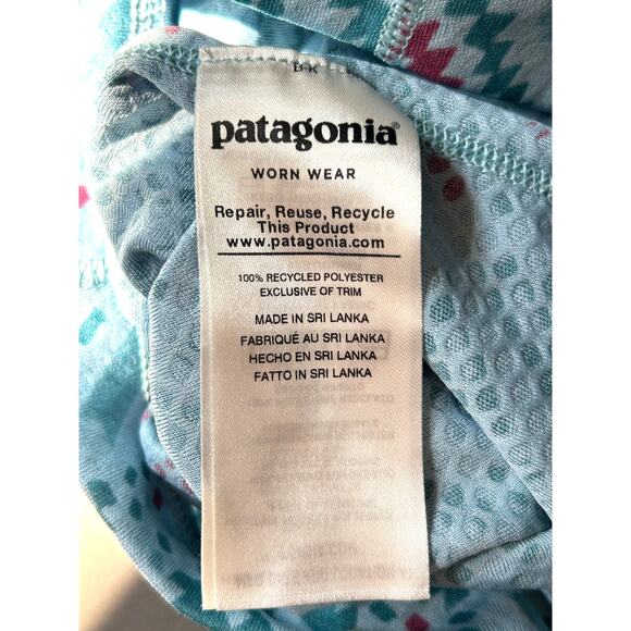 Patagonia Capilene Midweight Crew Base Layer Top Women's Small Blue Aztec - Picture 9 of 12